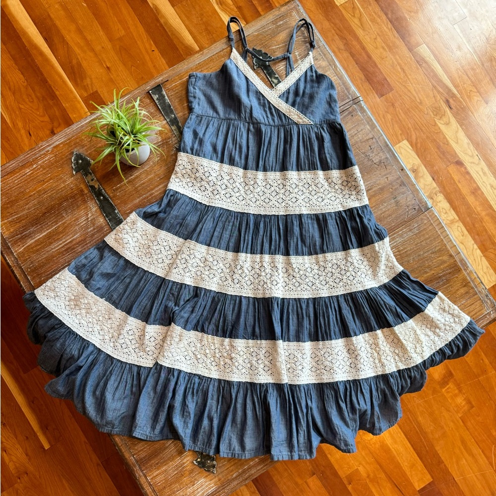Tiered Chambray Ruffle Dress by Kanya